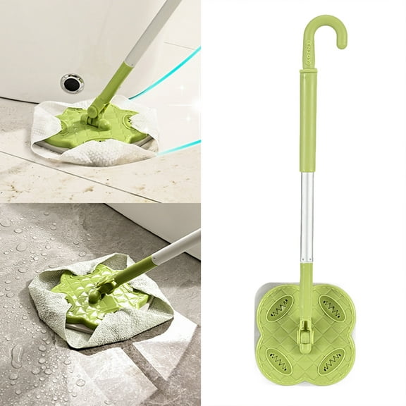 OCCOA Mini Mop, 2026 Upgraded Disposable Dust Mop, Zero Touch Mini Mops, Convenient Cloth Changing Mops for Kitchen Counter, Foldable Adjustable Long Handle Mopping Stick,Green