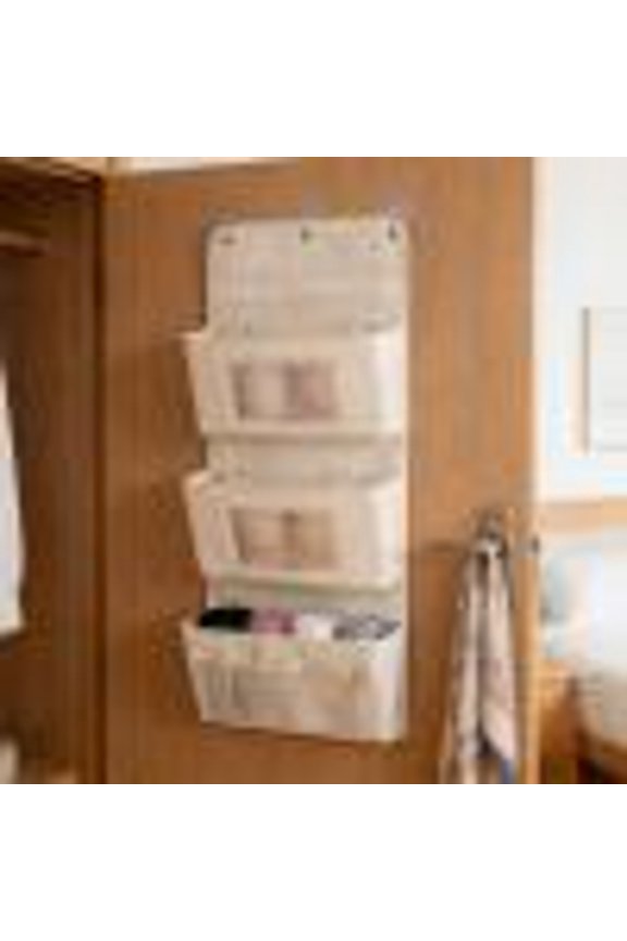 Multi Purpose Multi Layer Mesh Storage Hanging Bag,Hanging Storage Mesh Pockets for Bra Underwear Socks,Pockets Hang Store Bag for Door Wall Closet ,White