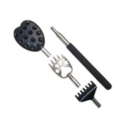 OCCOA Multifunctional Back Scratcher for Seniors with 3 Heads, Telescopic Stainless Steel Itch Reliever Massager Comb Set, Adjustable Long Reach Body Scratcher, Black