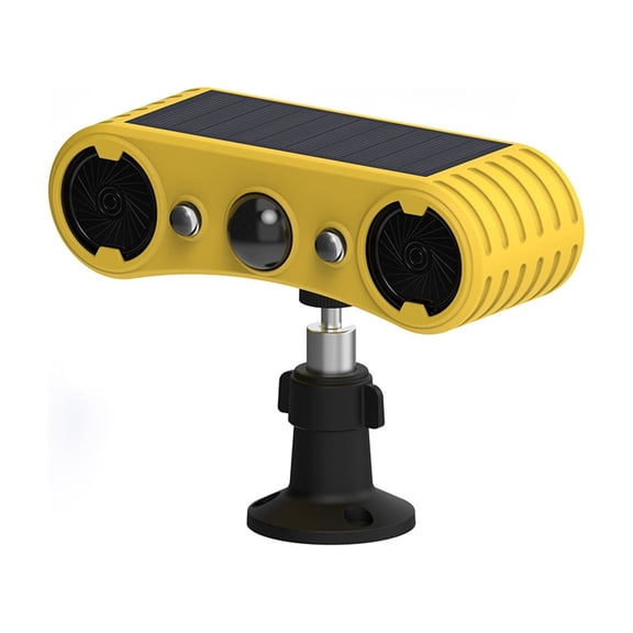 OCCOA Outdoor Waterproof Solar Animal Sound Simulator with Motion Sensor for Garden Farm Yard Pest Deterrent Red Flashing Light, Yellow
