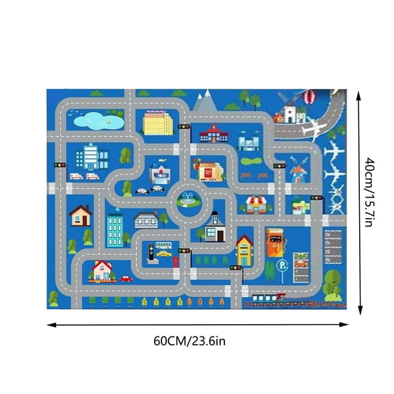 OCCOA Parking Lot Game Road Mat for Early Learning and Play, 16x24 Inch Non Slip Climbing Carpet for Room Decor, G