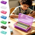 thumbnail image 1 of OCCOA Plastic Pencil Box Large Capacity, 8x5x2 Inch Clear Storage Box with Snap Tight Lid, Stackable Office Supplies Organizer for Desk ,C, 1 of 7