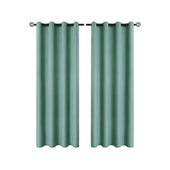 OCCOA Polyester Pongee Laminated Full Blackout Curtain for Bedroom, 40x79 Inch Grommet Top Sun Protection Thermal Insulated Drape, Blue