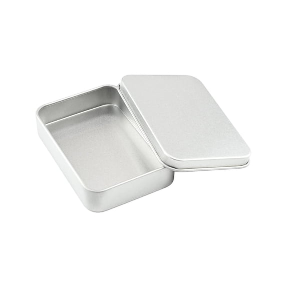 OCCOA Rectangular Tin Storage Box with Clear Window Lid 3.46x2.36x0.71in, Portable Metal Organizer for Jewelry Press-On Nails, Multi-Purpose Storage Case, D