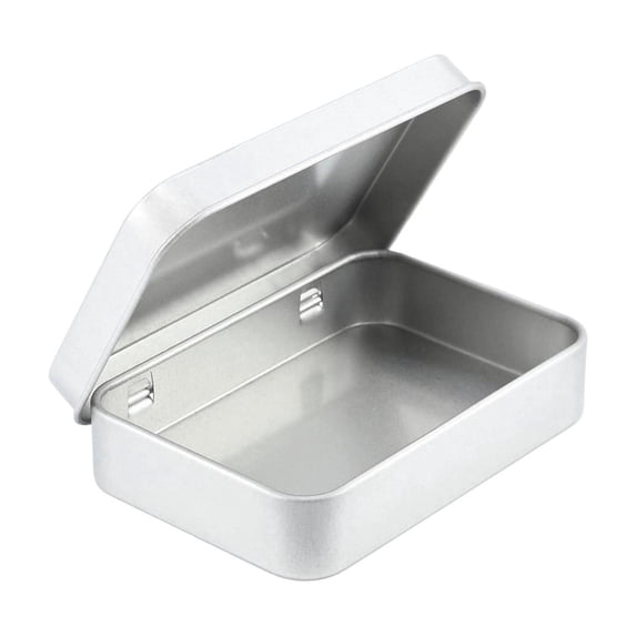 OCCOA Rectangular Tin Storage Box with Clear Window Lid 3.46x2.36x0.71in, Portable Metal Organizer for Jewelry Press-On Nails, Multi-Purpose Storage Case, A