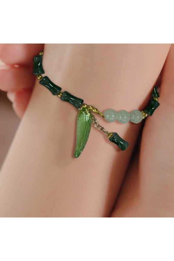 Retro Green Joint Bracelet for Women with Natural Stone Beads, Fashionable Versatile Beaded Bracelet for Daily Wear and Party, Small and Fresh Design, Multicolor