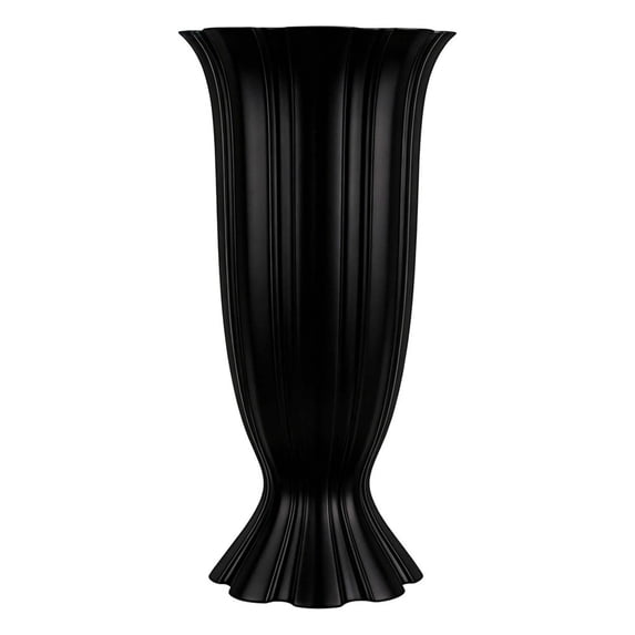 OCCOA Rippled Vase Floral Decor, Textured Tabletop Flower Arrangement Vase, Modern Home Bedroom Centerpiece, Black