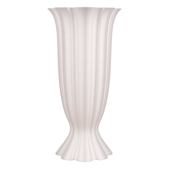 OCCOA Rippled Vase Floral Decor, Textured Tabletop Flower Arrangement Vase, Modern Home Bedroom Centerpiece, White
