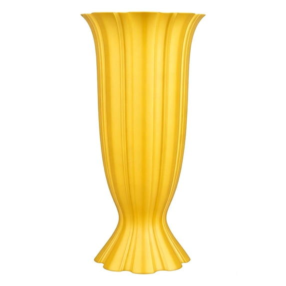 OCCOA Rippled Vase Floral Decor, Textured Tabletop Flower Arrangement Vase, Modern Home Bedroom Centerpiece, Yellow