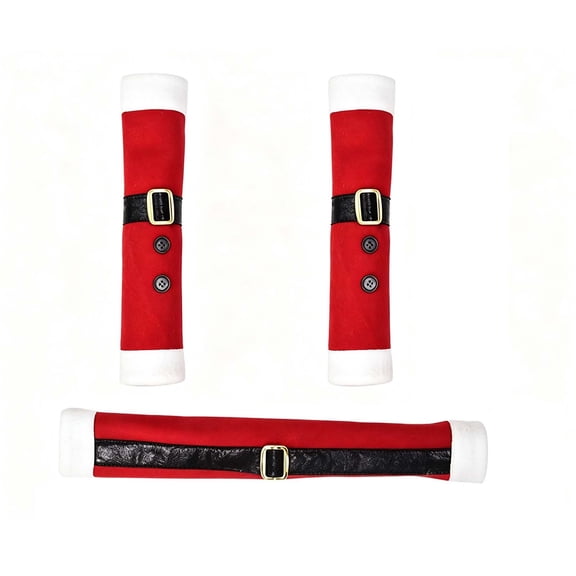 OCCOA Santa Claus Handle Cover Set 3PCS Christmas Refrigerator Door Handle Decor for Fridge Oven Dishwasher Kitchen Appliance Holiday Decor Gift Xmas Present, Red