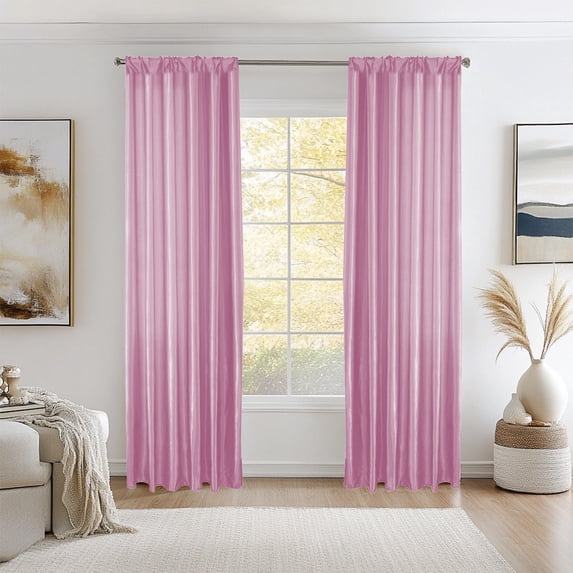 OCCOA Satin Curtains for Living Room and Bedroom Shade, 40x98 Inch Window Drape with Silky Texture, Light Blocking for Holiday and Wedding Decor, Pink