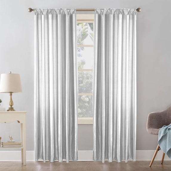 OCCOA Satin Curtains for Living Room and Bedroom Shade, 40x98 Inch Window Drape with Silky Texture, Light Blocking for Holiday and Wedding Decor, White