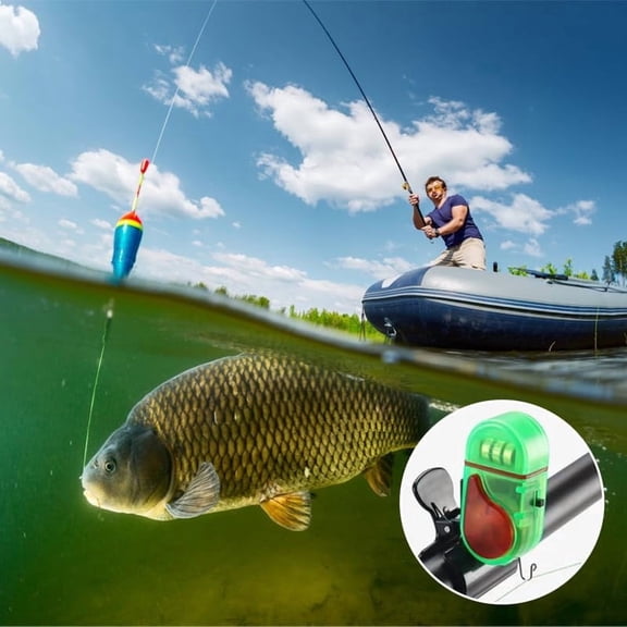 OCCOA Sea Rod Fishing Alarm with High Sensitivity Induction, Electronic Fish Bite Alert with LED for Night Fishing, 80dB, Blue