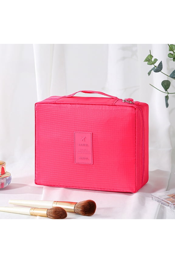 Simple Large-Capacity Handheld Makeup Bag, Waterproof Toiletry Bag, Waterproof Fabric, Stylish Makeup Storage Bag, Portable Travel Makeup Bag, Multi-Scenario Application,Rose