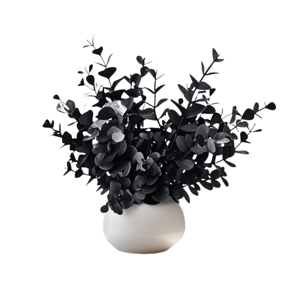 OCCOA Small Artificial Eucalyptus Plant in White Ceramic Pot for Bedroom Home Decor, Indoor Fake Potted Plant for Shelf Desk Office, B