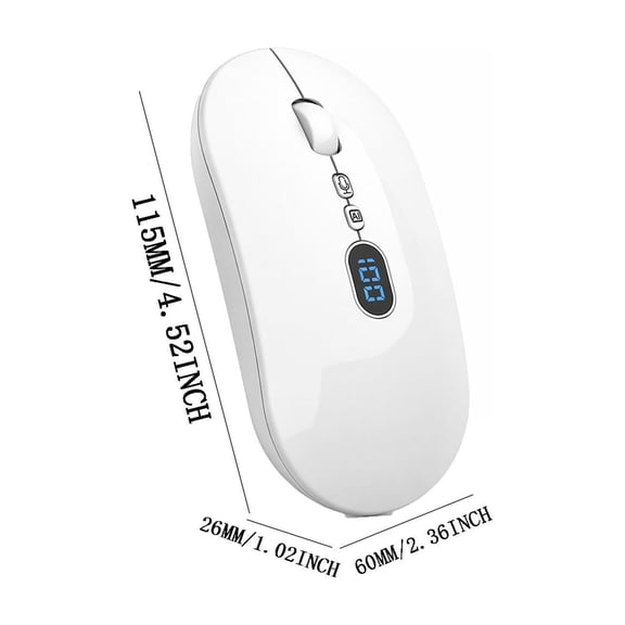 OCCOA Smart Voice Mouse Wireless Bluetooth Rechargeable with Real-Time Speech to Text Translation Ergonomic Design for Laptop Desktop Computer Office Home Use, White