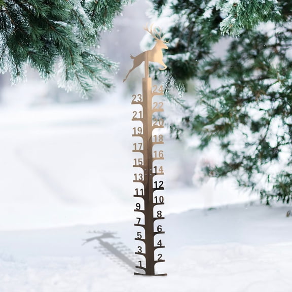 OCCOA Snow Gauge Outdoor 24 Inch, Metal Christmas Snow Depth Gauge,[Depth Monitoring][Safety Ensuring],Snow Measuring Stick Outdoor for Yard,Lawn and Garden, Christmas Decorations Gift ,Brown