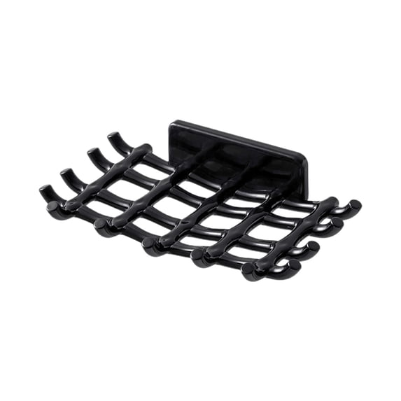 OCCOA Soap Holder with Hooks Adhesive Bar Soap Dish, No Drilling Shower Wall Organizer Tray, Bathroom Sink Storage Rack, Black