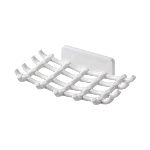 OCCOA Soap Holder with Hooks Adhesive Bar Soap Dish, No Drilling Shower Wall Organizer Tray, Bathroom Sink Storage Rack, White