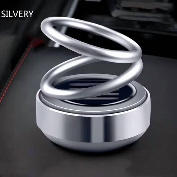 OCCOA Solar Rotating Car Air Freshener, Double Ring Solar Energy Car Dashboard Decoration Perfume Holder, Rotating Aromatherapy Diffuser Ornament for Car Home, Car Accessories,C