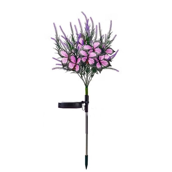 OCCOA Solar Simulated Lavender String Lights Outdoor Garden, Waterproof Patio Decorative Lighting with Butterfly Accents, Solar Powered Fairy Lights, Purple