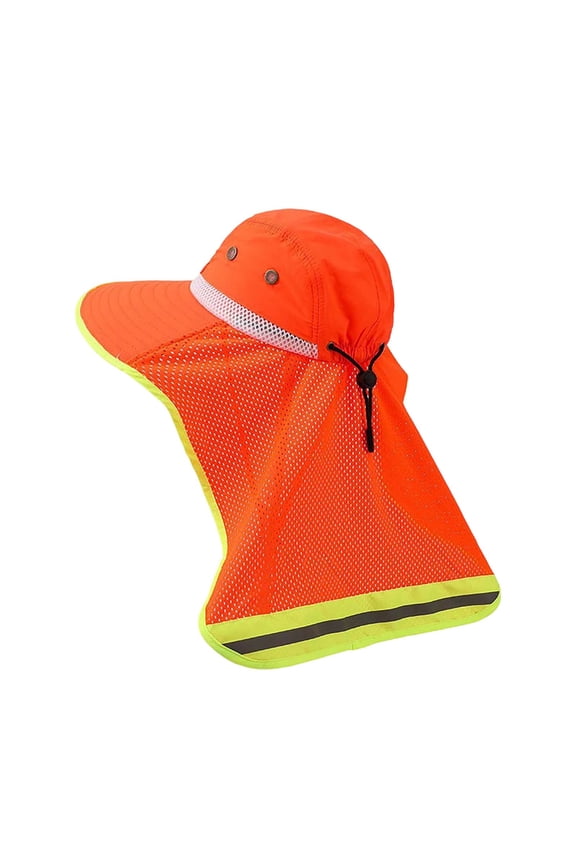 Summer Wide Brim Sun Hat with Reflective Strips UV Protection Breathable Quick Dry Outdoor Work Cap for Gardening Construction Unisex Essential, Yellow