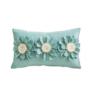 OCCOA Textured Floral Throw Pillow Handmade Petal Flower Cushion, Light Teal Decor Pillow for Sofa Bedroom, Coastal Farmhouse Summer Home Decoration, G