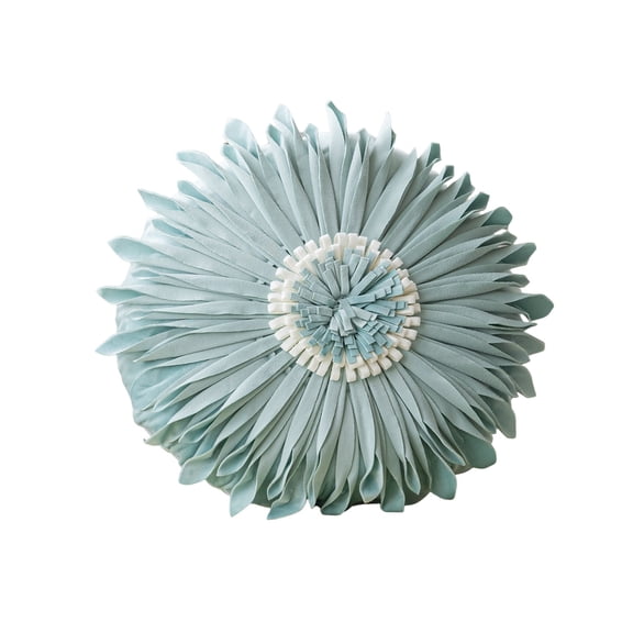 OCCOA Textured Floral Throw Pillow Handmade Petal Flower Cushion, Light Teal Decor Pillow for Sofa Bedroom, Coastal Farmhouse Summer Home Decoration, A