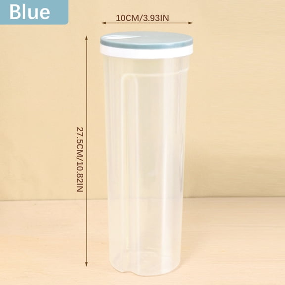 OCCOA Transparent Buckle Dry Storage Jar for Grains Nuts Candy and Snacks, 11x4 Inch Food Storage Container with Wide Opening for Kitchen, Blue