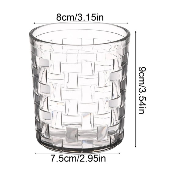 OCCOA Transparent Mouthwash Cup with Wide Thickened Design, 300ml Rattan Woven Bar Wine Glass for Couple Bathroom and Kitchen Drinking Use, Gray