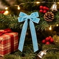 thumbnail image 1 of OCCOA Velvet Bow Christmas Tree Wreath Decorative Pre-Tied Ribbon Ornament for Door Mantel Window Gift Wrapping Home Party Decor Xmas Present, Blue, 1 of 6