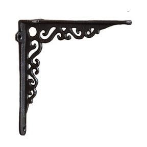 OCCOA Vintage Scroll Cast Iron Shelf Bracket Heavy Duty Decorative Wall Support, Antique Black Corbel for Floating Shelf Window Mantel, Rustic Home Hardware, B