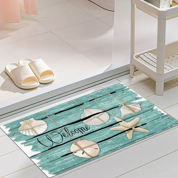 OCCOA Welcome Mat for Front Door, Personalized Front Porch Decor Rug, Mat Outdoor Doormat for Entryway, Welcome Outside Entrance Doormats,Green
