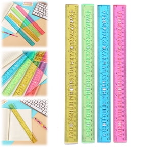 OCCOKO 12 Inch Alphabet Number Stencil Ruler, Dual Scale Centimeter Inch Plastic Straight Ruler, Hollow Letter Number Drawing Template Ruler for Students Drawing, Lettering, Measuring Crafts