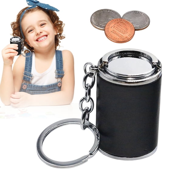 OCCOKO 2-in-1 Metal Coin Storage Keychain, Portable US Quarter/Dime Holder with Click Action, Pocket Change Organizer Alloy Key Ring for Daily Use, B