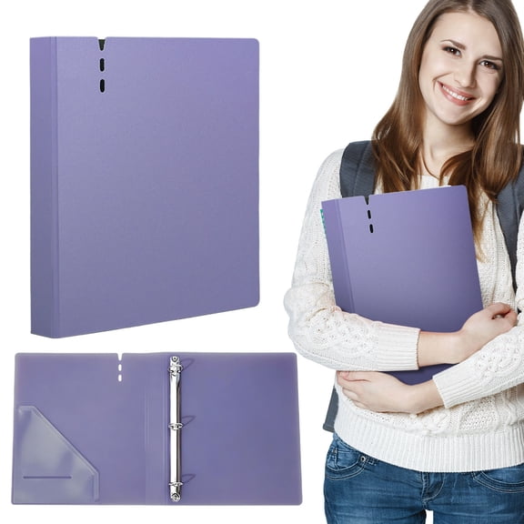 OCCOKO 3 Hole D Ring Thick PP Plastic File Folder Large Capacity Refillable Loose Organizer For Documents Students Notes DIY Scrapbooking & Stamp Storage, Purple
