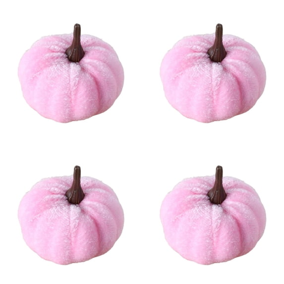 OCCOKO Halloween Pumpkin Decor, Soft Stuffed Pumpkin Ornament for Thanksgiving Fall Party Decorations, Decorative Pumpkin for Home, Bedroom, Tabletop, Shelf, Porch and Holiday Gift, Pink*4
