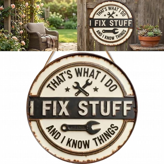 OCCOKO "This Is My Job Fixing Things." 2D Metal Garage Sign Repairman Plaque Suitable for Studio Wall Decoration, Black3
