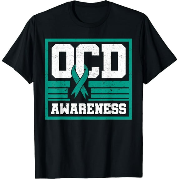 OCD Awareness Teal Ribbon Compulsive Behavior Addiction, Tics T-Shirt mens t onhirt men,black,women,misfits,journey ,boys