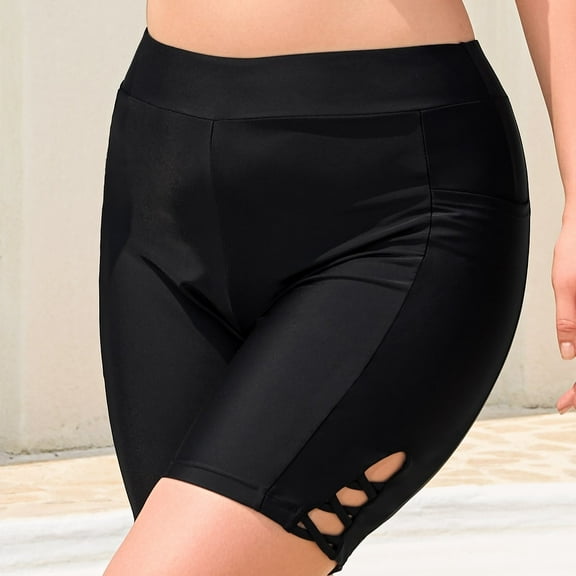 OCEAN BLUES High-Waisted Swim Board Shorts with Pocket Swimsuit Bottoms Swim Shorts for Women Plus Size 2XL