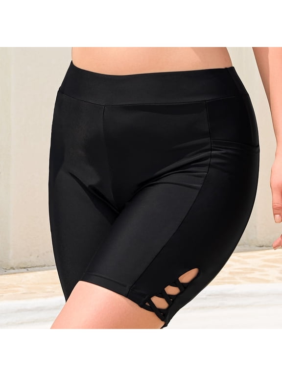 High-Waisted Swim Board Shorts with Pocket Swimsuit Bottoms Swim Shorts for Women Plus Size 2XL