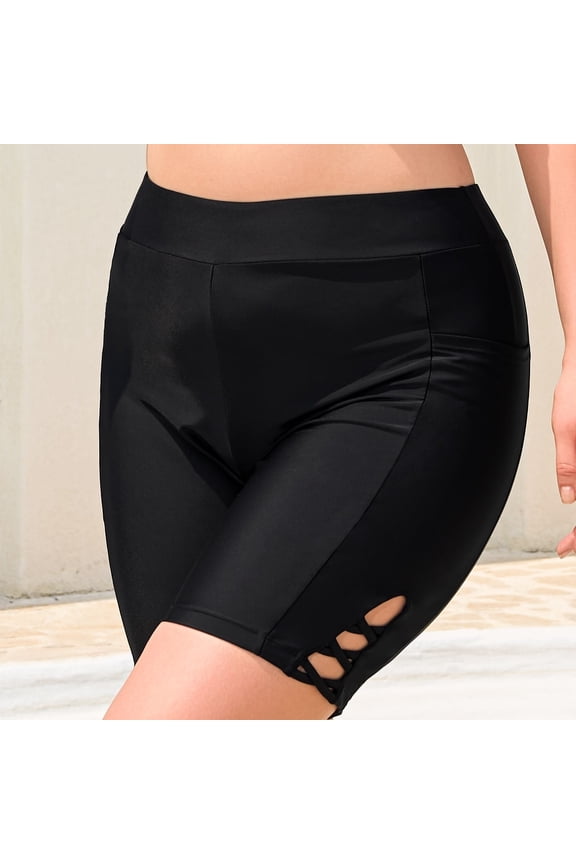 High-Waisted Swim Board Shorts with Pocket Swimsuit Bottoms Swim Shorts for Women Plus Size 2XL