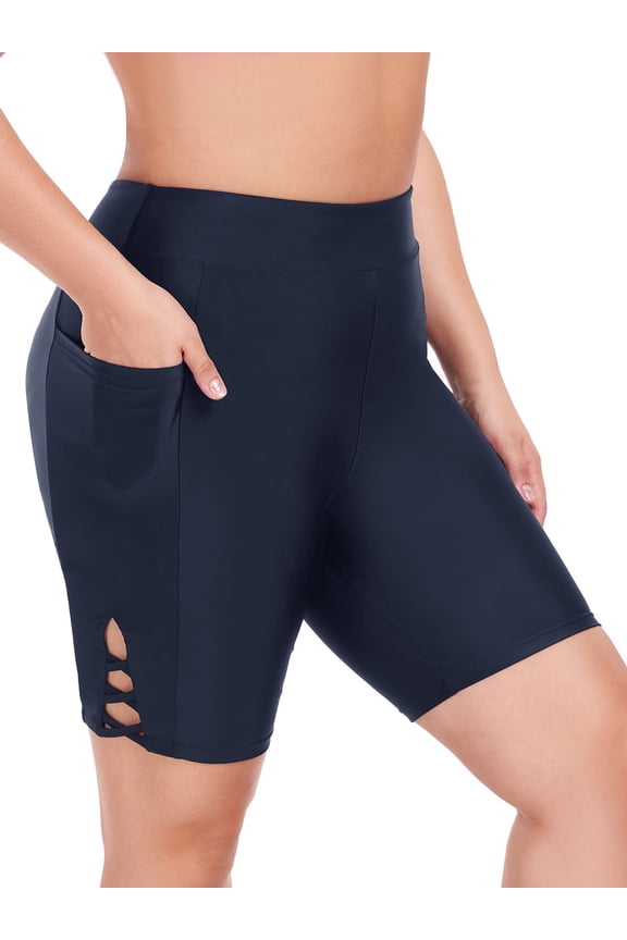 High-Waisted Swim Board Shorts with Pocket Swimsuit Bottoms Swim Shorts for Women Plus Size 4XL