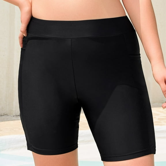 OCEAN BLUES High-Waisted Swim Board Shorts with Pocket Swimsuit Bottoms Swim Shorts for Women Plus Size XL