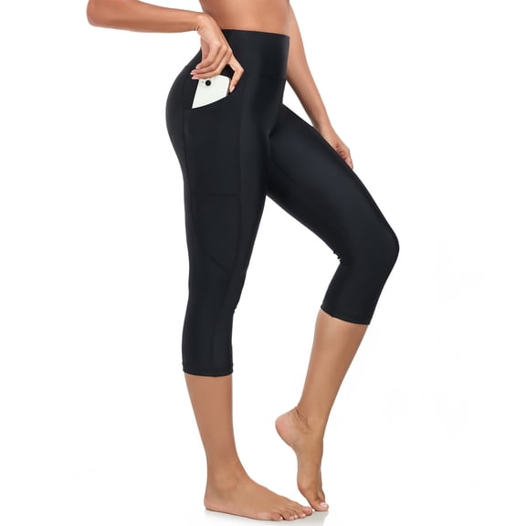 OCEAN BLUES Women's 20" High Waisted Swim Pants Swim Leggings with Pockets Size L