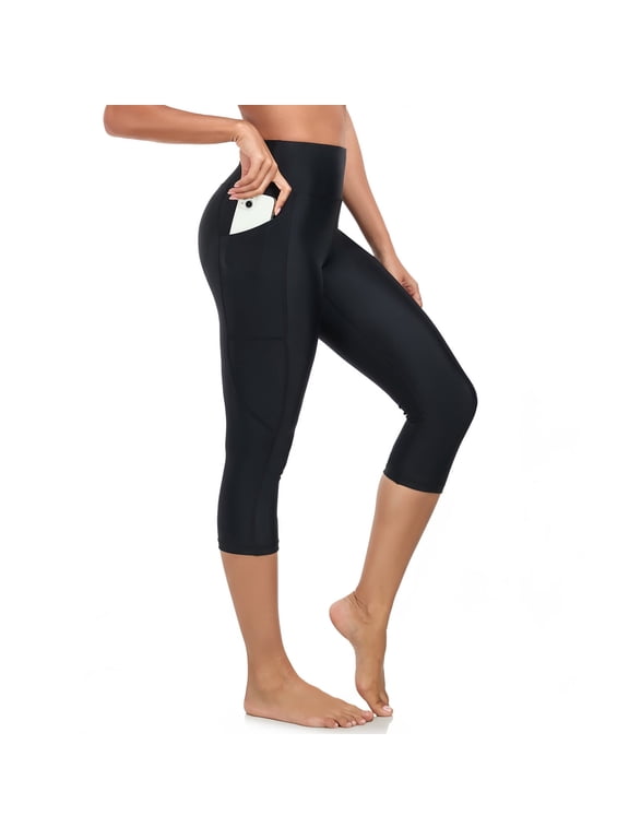 Women's 20" High Waisted Swim Pants Swim Leggings with Pockets Size L