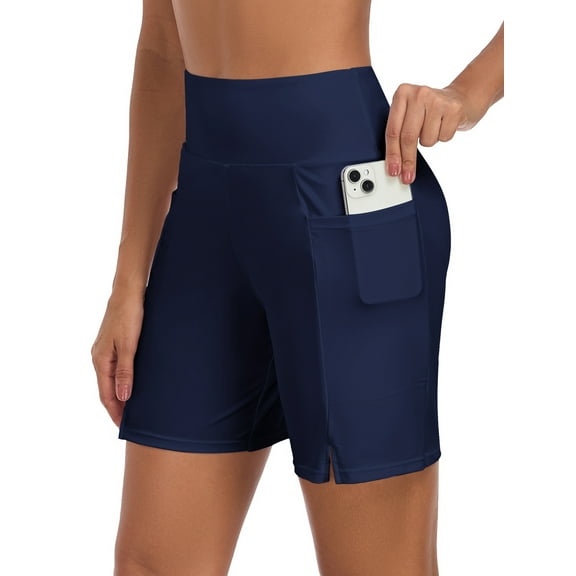 OCEAN BLUES Women’s High Waisted Swimming Causal Beach Board Shorts with Pockets