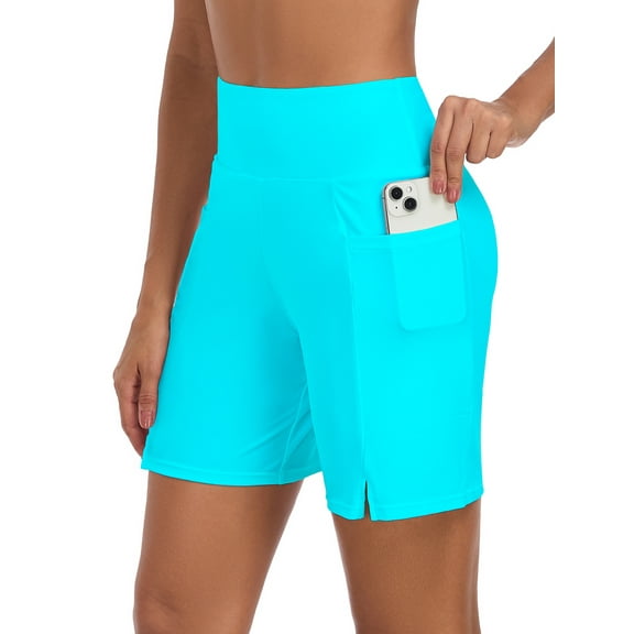 OCEAN BLUES Women’s High Waisted Swimming Causal Beach Board Shorts with Pockets