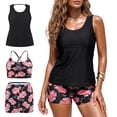 thumbnail image 1 of OCEAN BLUES Women's Plus Size Swimwear 3 Piece Swimsuit Set Tankini Top Bathing Suit for Woman Swim Tank Top with Bra Boy Shorts Size XL, 1 of 7