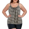 thumbnail image 1 of OCEAN BLUES Women's Plus Size Tankinis Long Torso Swimwear Top Only Loose Fit Blouson Tankini Top Leopard Print Bathing Suit, 1 of 9